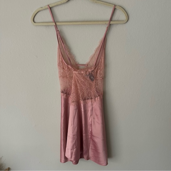Victoria's Secret Babydoll Lace Satin Slip Dress  in Pink Medium - Picture 6 of 10